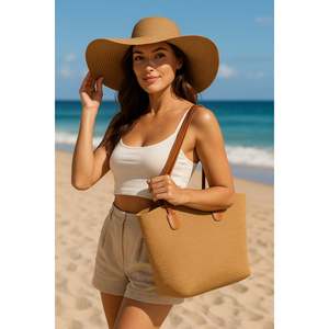 Conjunto de Dos Piezas: Sombrero de Paja Camel y Bolso de Paja - Cnt2005camel - Product Image 2