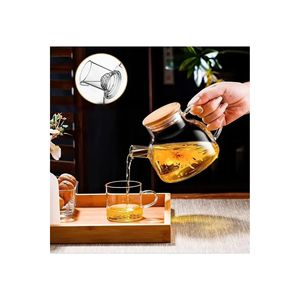 Teiera in vetro borosilicato con coperchio in bambù Royaleks-CM-2000 1000ml