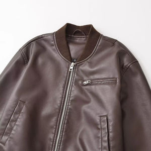 แจ็กเก็ตหนังแกะแท้สำหรับผู้หญิงสำหรับขี่มอเตอร์ไซค์ผ้าคอตตอนมีซับในพิมพ์ลายสำหรับฤดูหนาว - Product Image 4