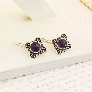 Pendiente étnico de Plata de Ley 925, piedra preciosa amatista, diamante, diseño Popular para boda, venta al por mayor, joyería en línea, regalo perfecto - Product Image 1