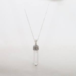 Pendentif en argent sterling 925 de qualité supérieure, tendance, serti de cristaux, forme de crayon, pierre taillée, élégant, cadeau - Product Image 1