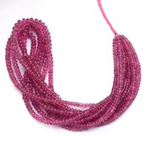 Tourmaline rose naturelle lisse Rondelle perles brin 5mm Rubellite Tourmaline perles perles de pierres précieuses pour la fabrication de bijoux en gros - Product Image 4