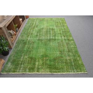 Tapis Turc Vintage Moderne Grand 5.4 X 9.1ft Laine Vert Patchwork Design Latex Support Rectangle Zone pour Couloir Chambre - Product Image 1