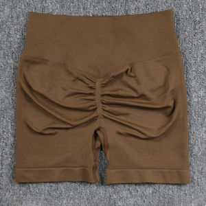 Shorts de yoga et de fitness sans couture pour femmes, taille mi-haute, effet froncé aux fesses, séchage rapide, respirant, en tissu peigné écologique, logo personnalisé - Product Image 4