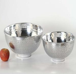 Bandejas de servicio de pedestal de aluminio de lujo hechas a mano Plato de carga de fiesta decorativo niquelado plateado y plato de cuenco - Product Image 3