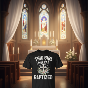 T-shirt « Cette fille vient d'être baptisée » avec motif biblique de l'Église catholique pour filles, cadeau de baptême - Product Image 3