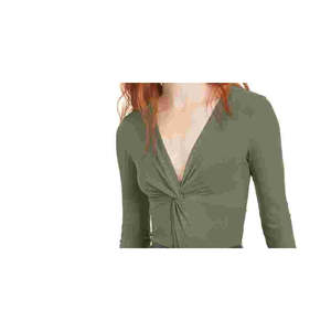 Bar III Body da donna verde a maniche lunghe con scollo a V, taglie forti, controllo pancia, in nylon con stampa invernale, taglia XS - Product Image 2
