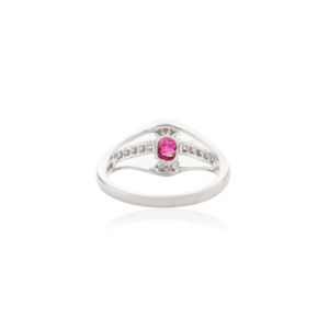 Stunning Latest Luxury 14k Solid White Gold Natural Oval Cut Ruby and Diamond Wedding Fine Jewelry <b>Ring</b> for Women <b>Girls</b> - Product Image 5