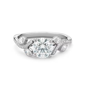 Bague de fiançailles pour femme, motif rond, diamants de laboratoire brillants 0,90 ct F-VS2, poli, or massif 14 carats, pour tous les jours, à empiler, cadeau - Product Image 1