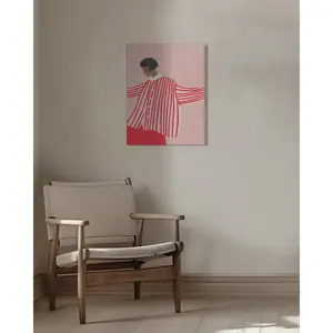 Sac en toile pour femme au design moderne avec rayures rouges - Product Image 2