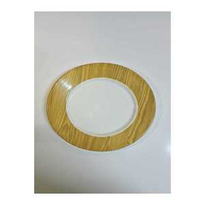Modern Design Wood Patterned <b>Melamine</b> 23 cm Round Plate <b>Set</b> 6-Piece Serving and Dinner Plate for Parties - Product Image 1