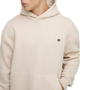 Sudadera con Capucha Beige para Hombre, Sudadera de Forro Polar de Algodón, Corte Holgado, Estilo Casual Urbano para Venta al por Mayor - Product Image 1