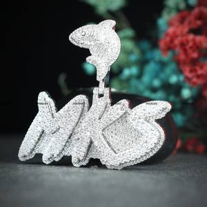 Joyería Hip Hop Personalizada, Colgante con Letra con Incrustaciones, Plata de Ley 925, Diamante Moissanite D VVS, Colgante con Inicial para Hombre y Mujer - Product Image 2