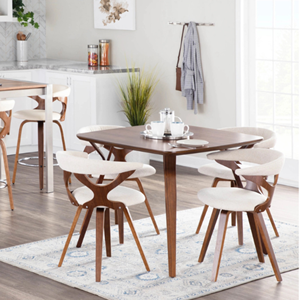 Mid-Century Modern Upholstered Dining Chair with Curved <b>Wooden</b> Backrest and Padded Seat for Home, Cafe, and Restaurant - Product Image 5