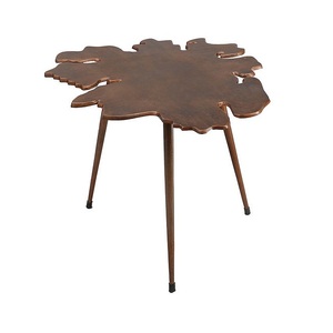Table d'appoint moderne en fer avec dessus en marbre, finition plaquée or - Product Image 6
