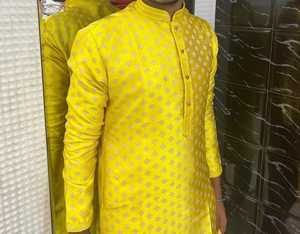 Vêtements ethniques spéciaux Eid, vêtements traditionnels indiens, broderie jacquard, travail, Punjabi Kurta, pyjama pour hommes, mariage Sherwani - Product Image 2