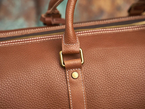 Bolsa de Viaje de Cuero Genuino, Plegable, Ligera, Gran Capacidad, Cierre de Cremallera, Resistente, Color Marrón - Product Image 2