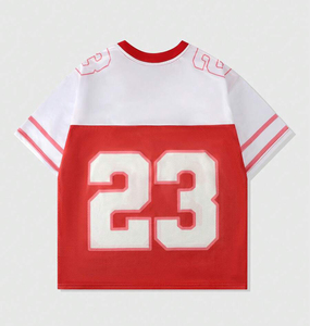 New Plus Best Quality Oversized <b>Heat</b>-Transfer Printed Boxy Cropped Short Sleeve Customizable American Football Jersey - Product Image 2