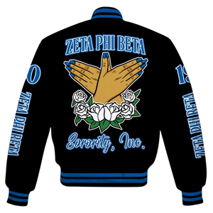 Zeta Phi Beta 1920 ZPB vie grecque bleu blanc Varsity Letterman veste sororité Chenille Patch fondateurs Style porter - Product Image 5