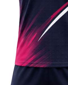 Ensemble de maillot de football personnalisé bleu marine et marron à manches courtes en polyester respirant avec short assorti pour hommes - Product Image 6