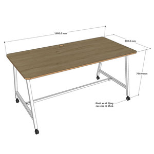 CFOS005 Pieds de bureau mobiles en métal au design minimaliste, revêtement poudré, 160x80cm - Product Image 5