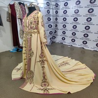 Robe Kaftan Traditionnelle Musulmane Algérienne Sur Mesure, Abaya Longue en Crêpe Importé de Haute Qualité pour l'Été et le Printemps, Broderie Faite à la Main