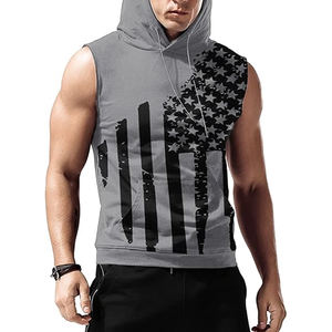 Sweats à capuche de gym imprimés personnalisés débardeurs d'entraînement en coton respirant de haute qualité coupe musculaire tricoté sans manches t-shirt pour - Product Image 1