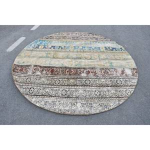 Alfombra turca de lana hecha a mano Beige Vintage 7,3x7,3 pies clásico área grande rectángulo abstracto Patchwork Rectangular pasillo látex - Product Image 3