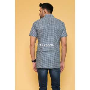 Camisa bohemia de algodón para hombre hecha a mano de manga corta con estampado de bloque indio, ropa informal ligera con cuello abotonado - Product Image 5