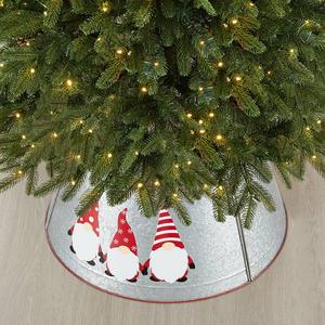 Collier d'arbre en métal galvanisé de forme ronde bonhomme de neige imprimé collier d'arbre de Noël galvanisé décoration de jardin à la maison - Product Image 1