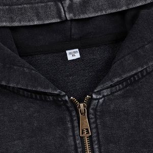 Vintage con capucha Zip-Up chaqueta pantalones conjunto pesado 500 Gsm invierno 100% algodón personalizado ácido lavado en blanco sudor traje diseño Digital - Product Image 5