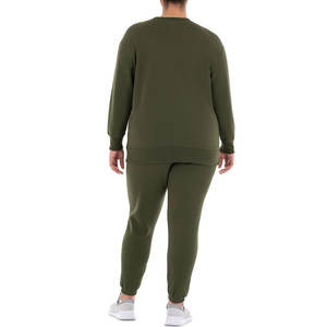 Conjunto de chándal de dos piezas de color sólido con diseño elegante para mujer Conjunto de chándal ligero de manga larga - Product Image 4