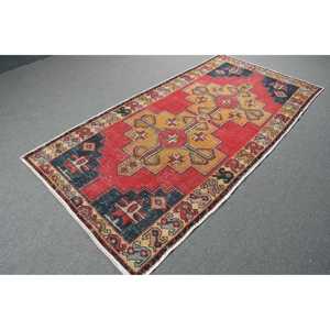 พรมวินเทจขนาด 4.1x8.5 ฟุต พรมตุรกี พรมลายสัตว์สีแดง - Product Image 4