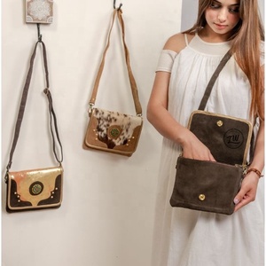 LW Handmade Genuine Suede Leather Sling <b>Bags</b> for Women Western Style Cow Hair On Winter Japan <b>Boho</b> Portable Style - Product Image 2