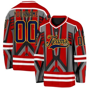 Customized Heat-Transfer Printed Adult Hockey Jersey 100% Polyester Anti-Bacterial & Quick Dry Breathable Comfortable - Product Image 3