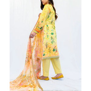 Costume 3 pièces pour femmes, vêtement de créateur de mode, pelouse du Pakistan et de l'inde, robes de pelouse non cousues Eid shalwar, 2023 - Product Image 6