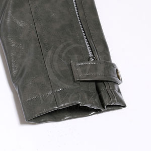 Veste de moto en cuir PU pour hommes avec col montant High Street Style Slim Fitted Zip pour l'automne - Product Image 6