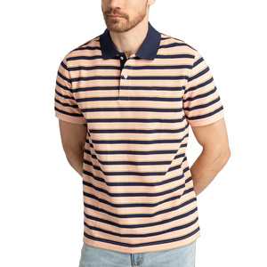 T-shirt polo rayé de coupe moderne avec col classique, idéal pour une superposition ou une tenue autonome - Product Image 1