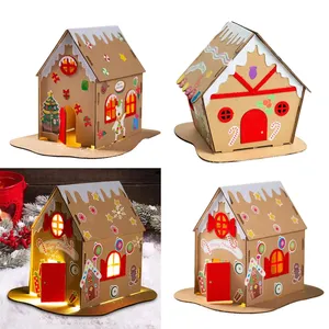 Navidad Gingerbread House Craft Led Navidad <span class=keywords><strong>Villa</strong></span> Estatuilla Cookie House Niños Niño Navidad Casa <span class=keywords><strong>de</strong></span> <span class=keywords><strong>papel</strong></span> - Product Image 3