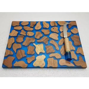 Tabla de cortar de madera y mármol hecha a mano de diseño único con herramientas de cocina tabla de cortar de queso de frutas verduras personalizada - Product Image 5