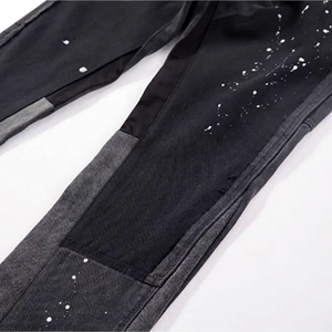 กางเกงยีนส์แบบซ้อนกันของผู้ชายสีตัดกันแนววินเทจ - Product Image 5