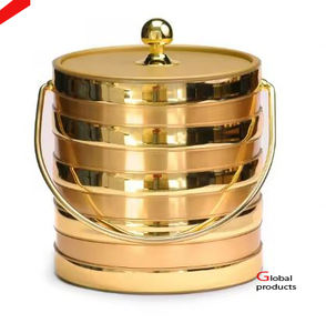 Enfriador de vino con acabado plateado de acero inoxidable de metal Cubo de bebidas de hielo de tamaño largo para restaurante y bar de hotel - Product Image 2