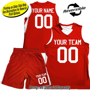 Uniforme de basket-ball personnalisé réversible rouge blanc et bleu maillot et short de sublimation léger de haute qualité - Product Image 1