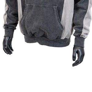 Sudadera con Capucha de 500 g/m², Personalizada al por Mayor, con Logotipo Bordado en 3D, Estilo Vintage, Lavada a la Piedra, con Parches, Costuras en Contraste, Botones a Presión y Lavado Ácido - Product Image 5