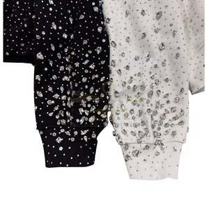 Nueva llegada de sudadera con cremallera de diamantes de imitación con gemas brillantes Ropa informal cómoda y llamativa - Product Image 5