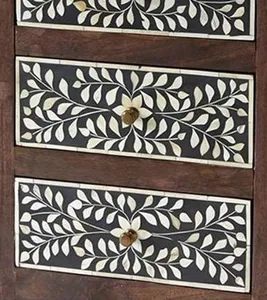 Solid Wood Bone Inlay Console Side Table With Three Drawers Bedside Table Bone Inlay Home Furniture Special for Christmas Decor - Product Image 2