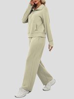 Ensemble de survêtement décontracté deux pièces pour femme, imprimé délavé à l'acide, minimaliste, respirant, séchage rapide, polaire, hiver