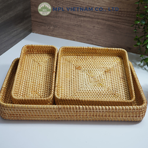 ชุดถาดเก็บของหวาย 3 ชิ้น ดีไซน์มินิมอลสำหรับจัดระเบียบโต๊ะ ผิวสัมผัสขัดเงา ซ้อนกันได้ ใช้ในห้องน้ำ ใส่เครื่องเทศ เครื่องประดับ - Product Image 4