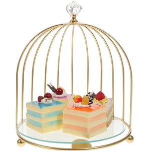 Présentoir à dessert style cage support à gâteau en métal couleur or idéal pour les fêtes d'anniversaire de mariage gâteaux à dessert fruits - Product Image 1