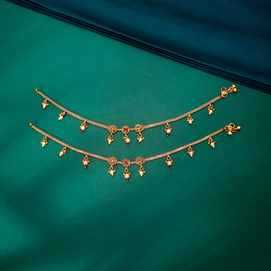 Hermosa antigua Moti Payal Tobillera Diseñador Joyería de moda con chapado en oro - Product Image 3